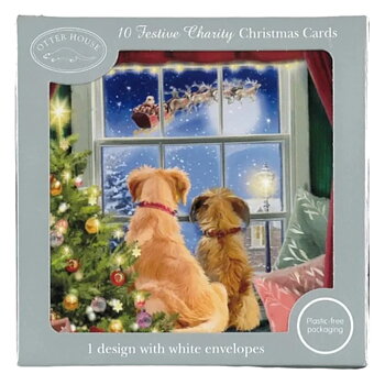 Julkort Otter House Hundmotiv Watching Santa 10-pack