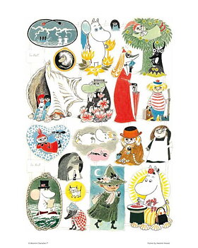Mumin poster – Klassiska Muminfigurer 24 × 30 cm