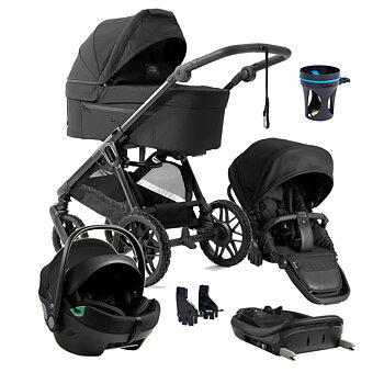 Emmaljunga Sento Pro - Black Edition - inkl Axkid Gokid Babyskydd, bas och mugghållare - Black Friday Deal