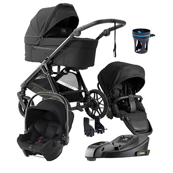 Emmaljunga Sento Pro - Black Edition - inkl Britax Baby-Safe Core Babyskydd, bas och mugghållare - Black Friday Deal