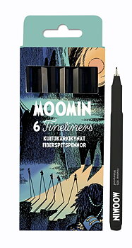 Mumin Fineliner pennor 6-pack – Svarta tuschpennor
