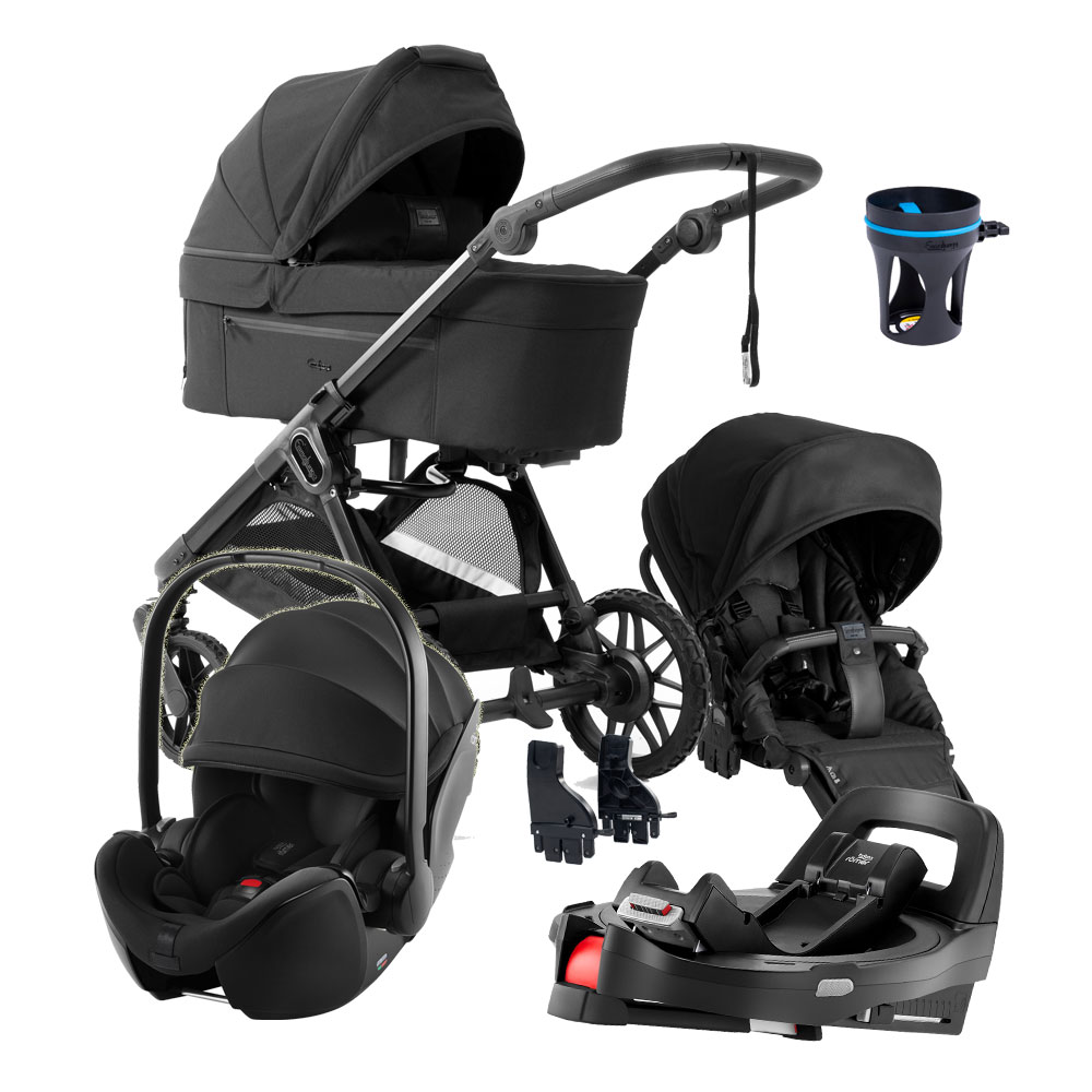Emmaljunga Sento Pro - Black Edition - inkl Britax Baby-Safe PRO Babyskydd, bas och mugghållare - Black Friday Deal