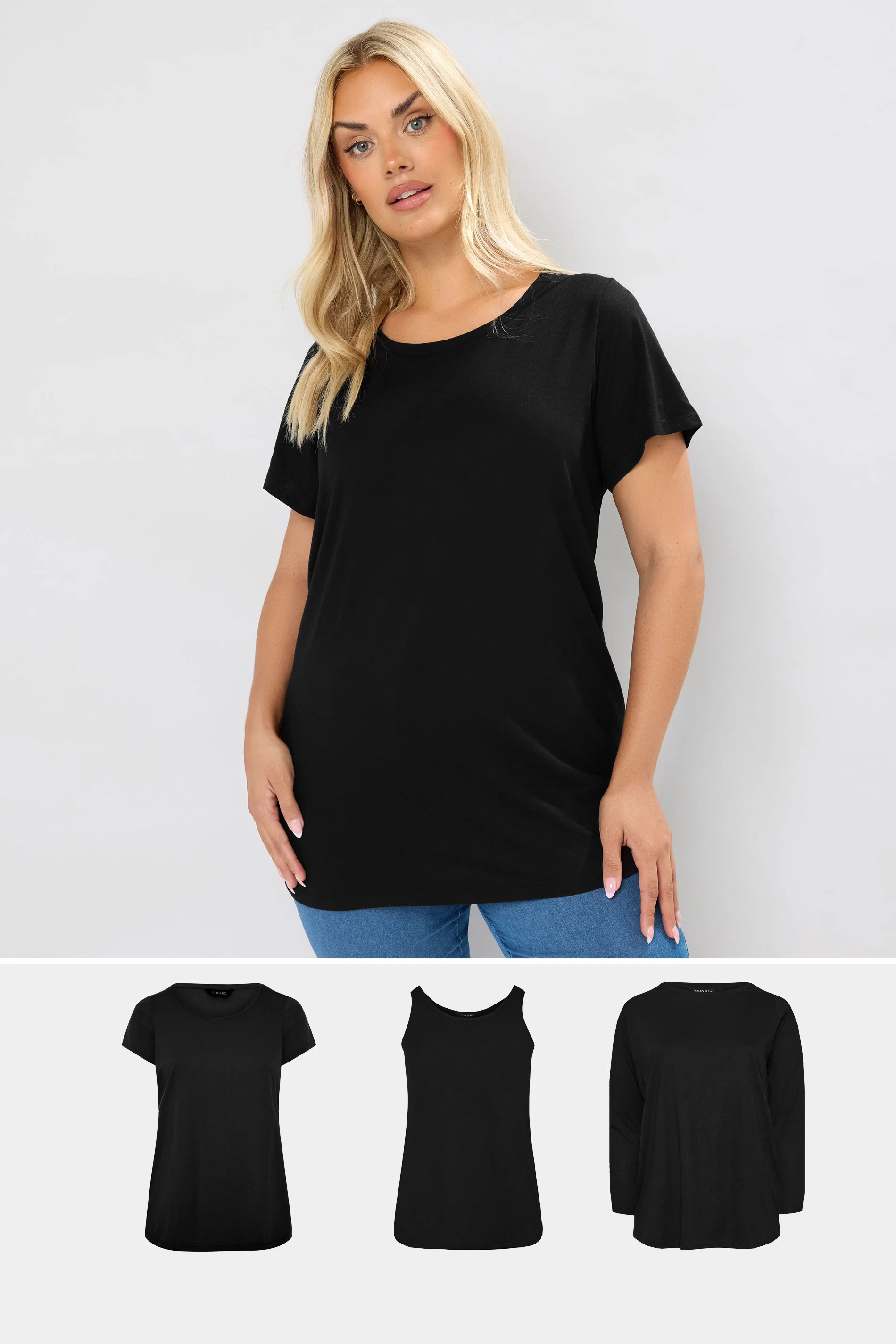 3-pack toppar, svart