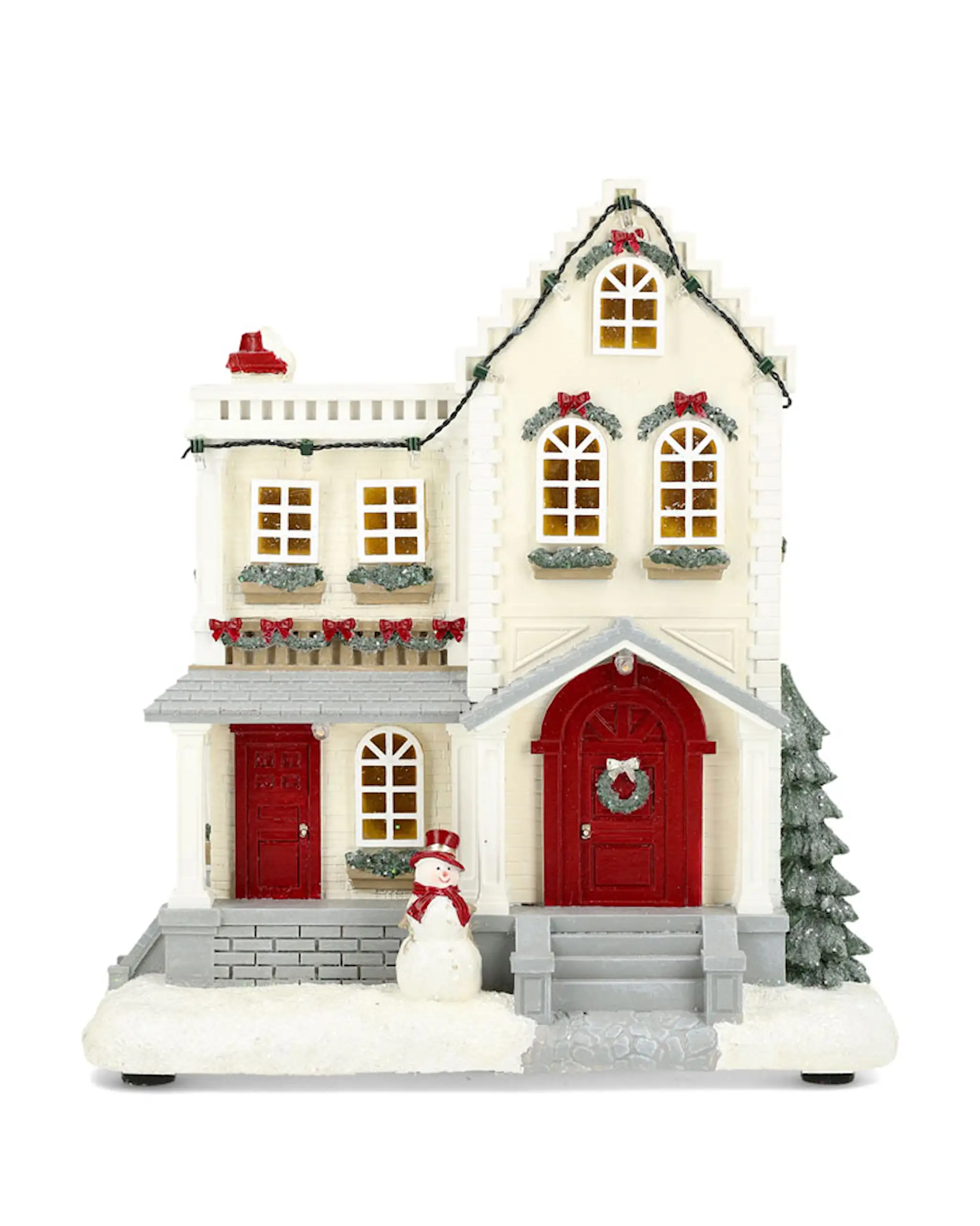 Speldosa / Ljuslykta /  Hus med snögubbe