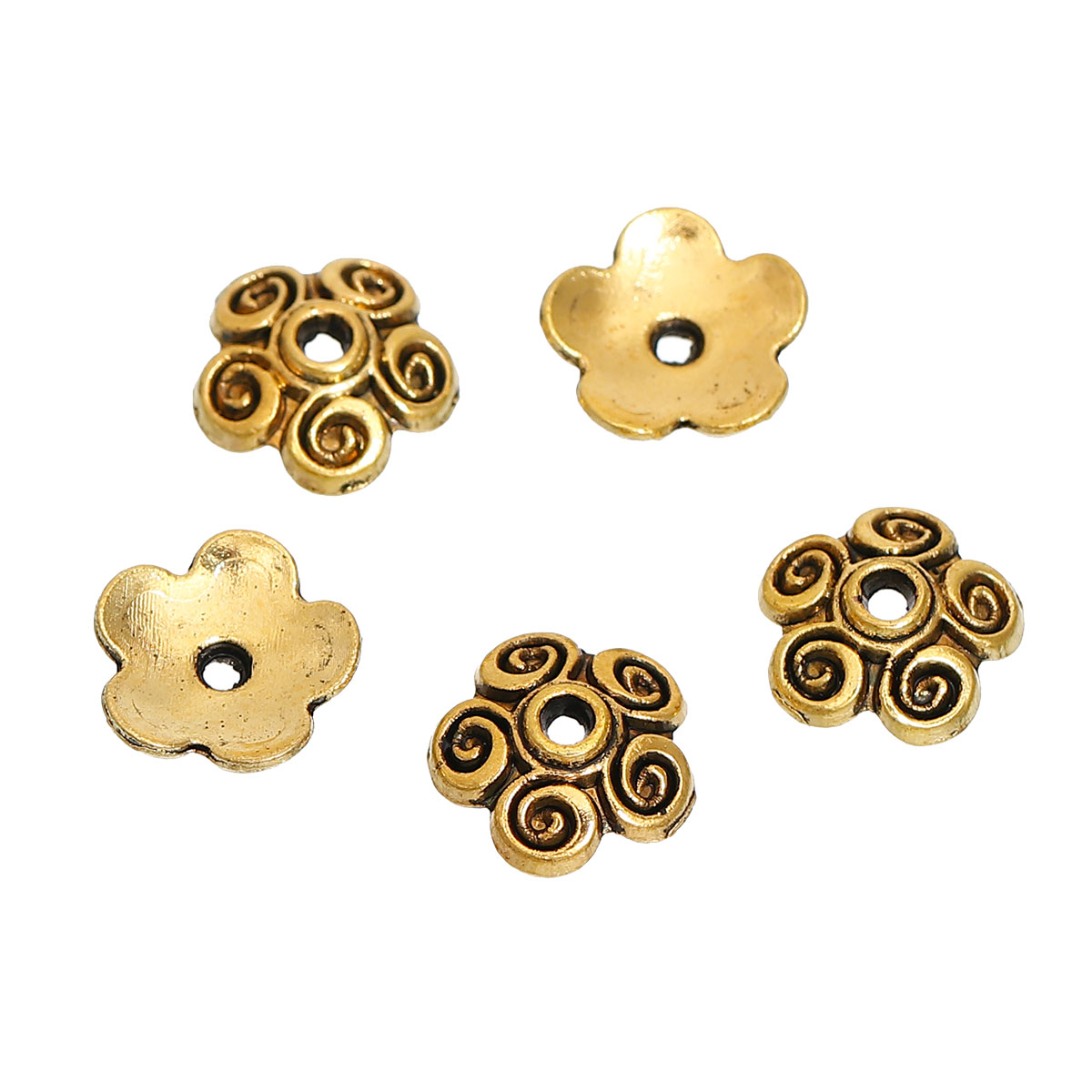 Pärlhattar, Guld, swirl 10mm - 2