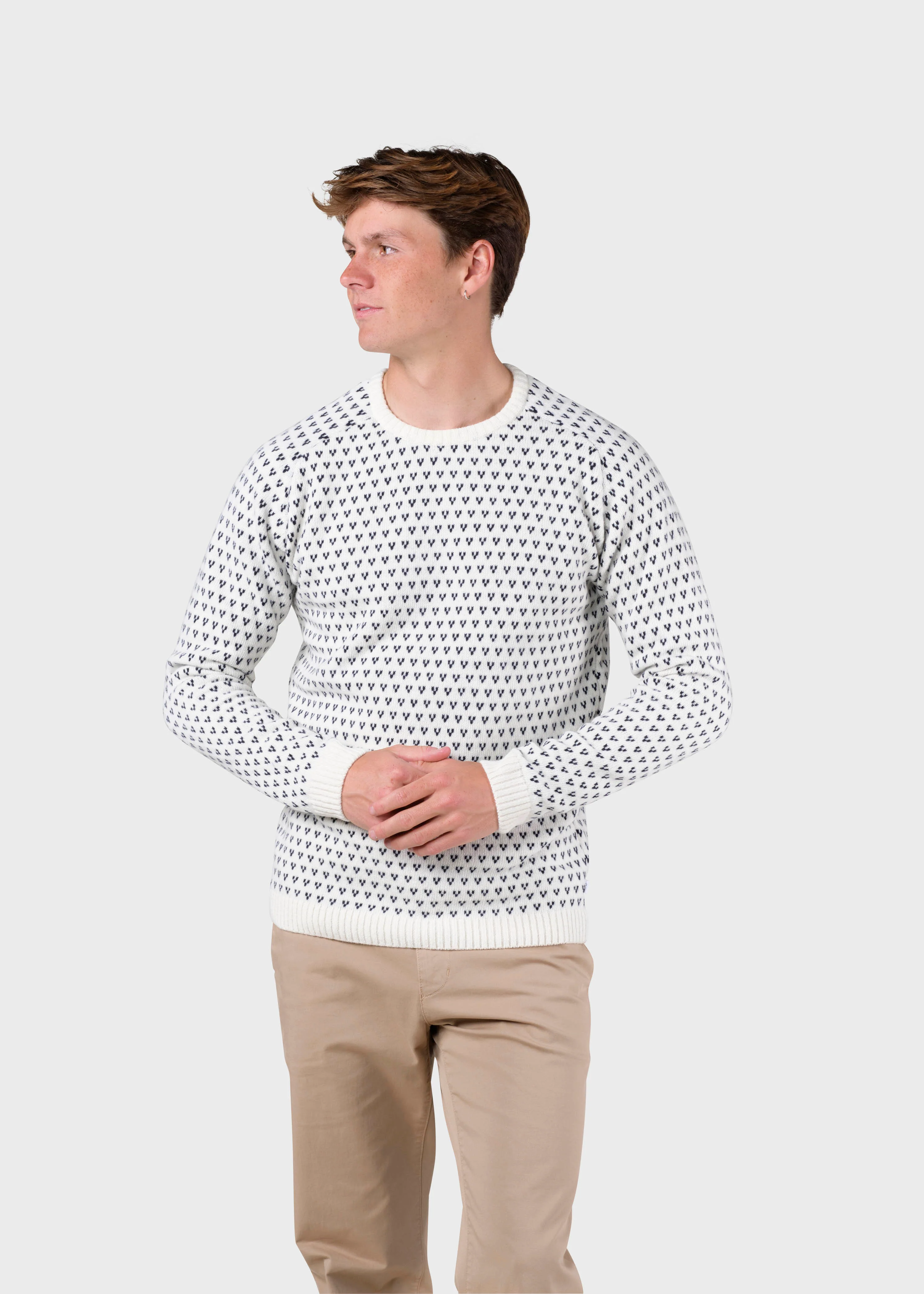 Klitmöller Collective Hugo Stickad Tröja Cream/Navy (Merinoull) - 3