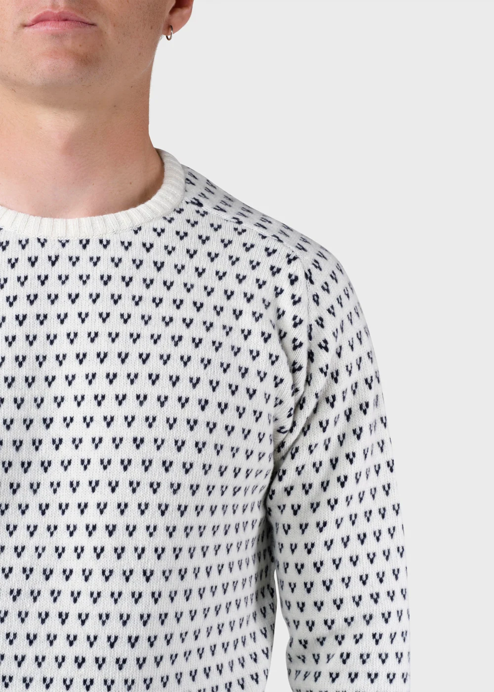 Klitmöller Collective Hugo Stickad Tröja Cream/Navy (Merinoull) - 4