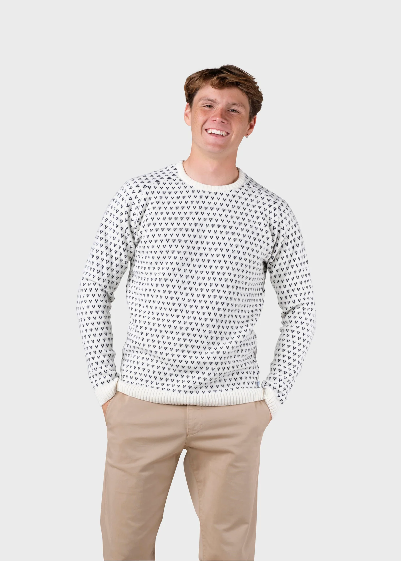 Klitmöller Collective Hugo Stickad Tröja Cream/Navy (Merinoull)