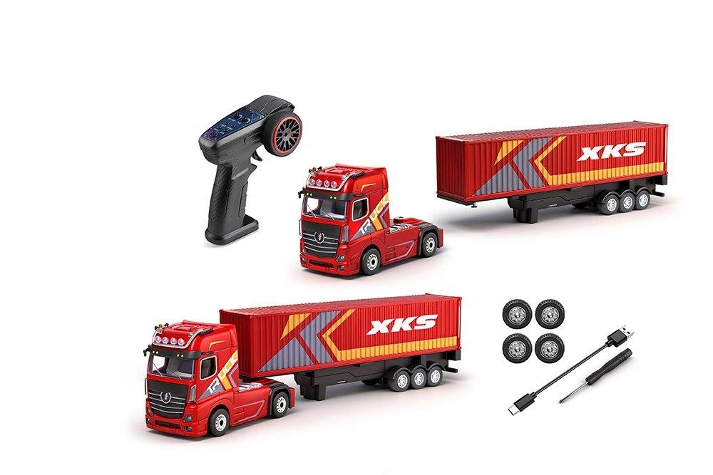 WL 6408 Lastbil med Trailer 1/64 RTR Röd - 6