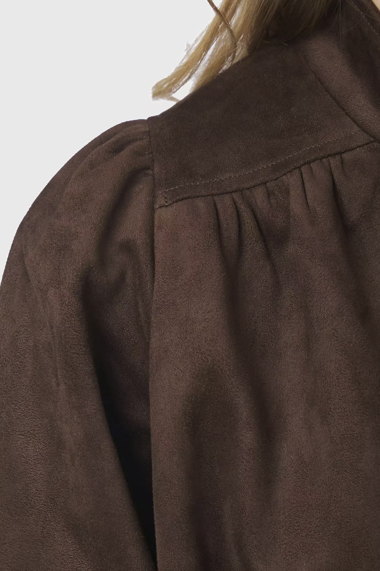 Neo Noir  - Tirsa Faux Suede Jacket Dark Brown - 4