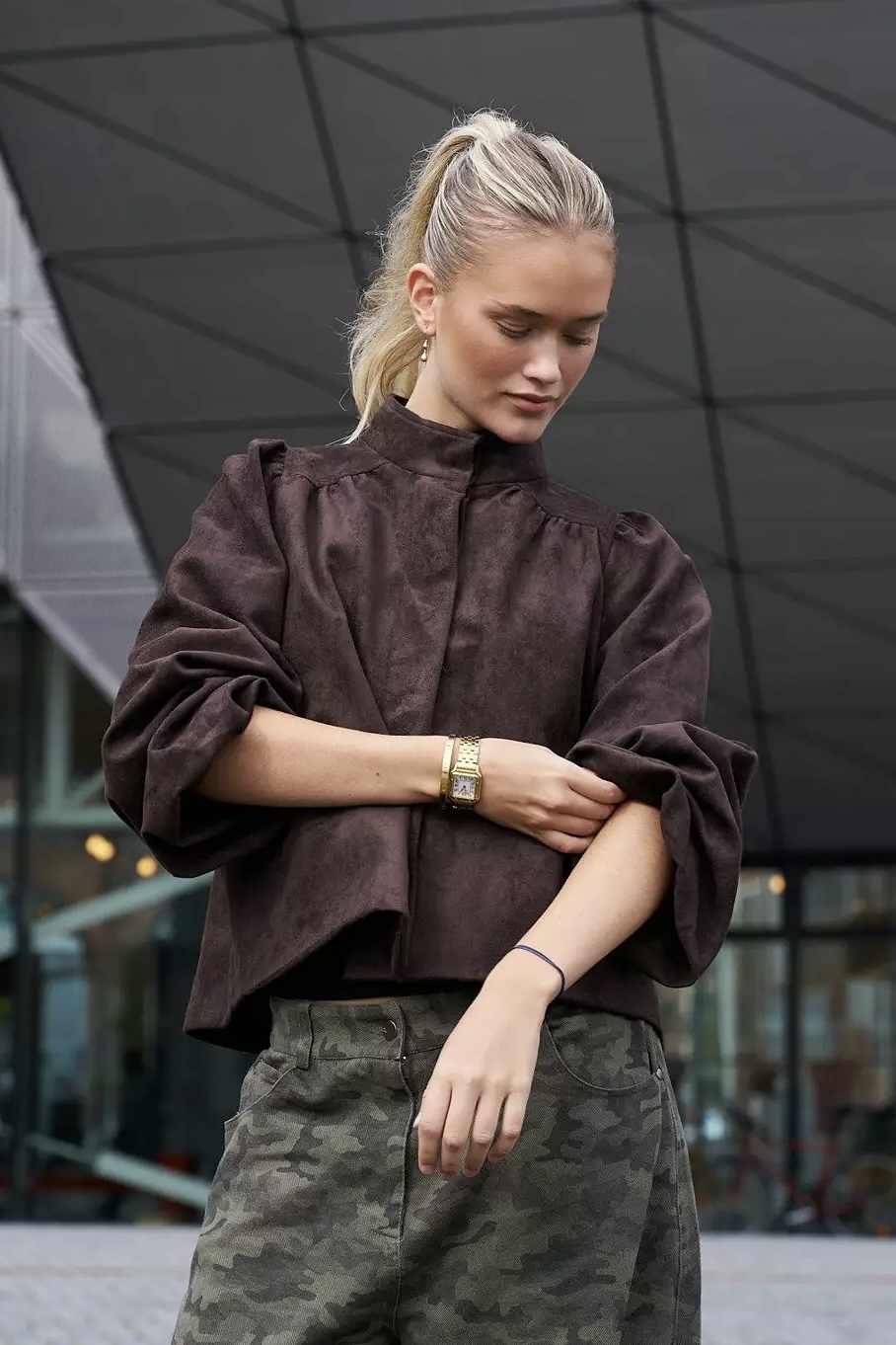 Neo Noir  - Tirsa Faux Suede Jacket Dark Brown - 6