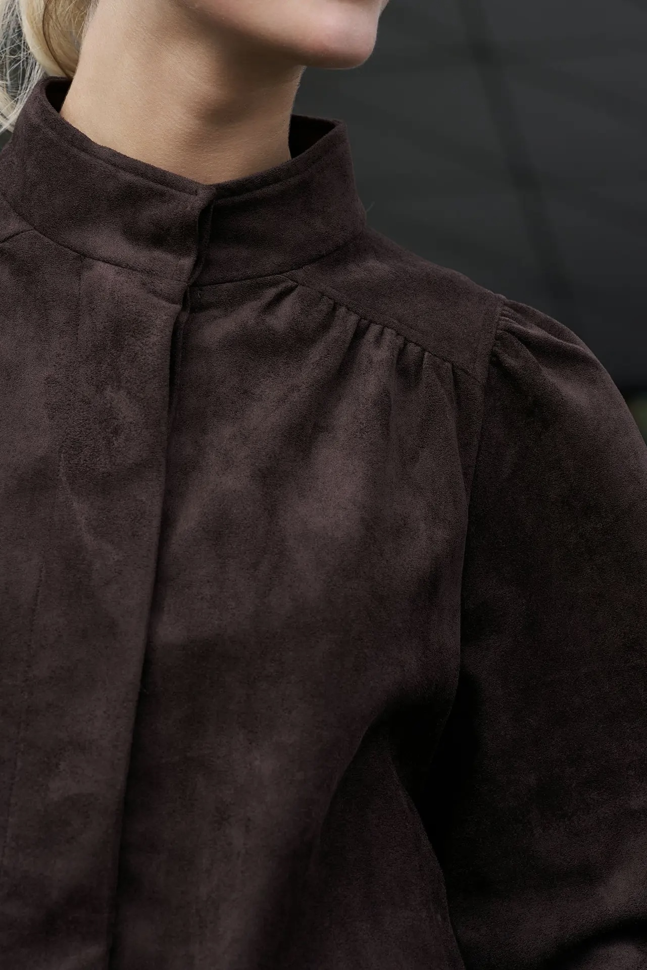 Neo Noir  - Tirsa Faux Suede Jacket Dark Brown - 7