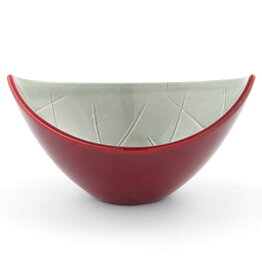 Carl-Harry Stålhane (California 1952) Red/Gray Oval Bowl 15/7 cm