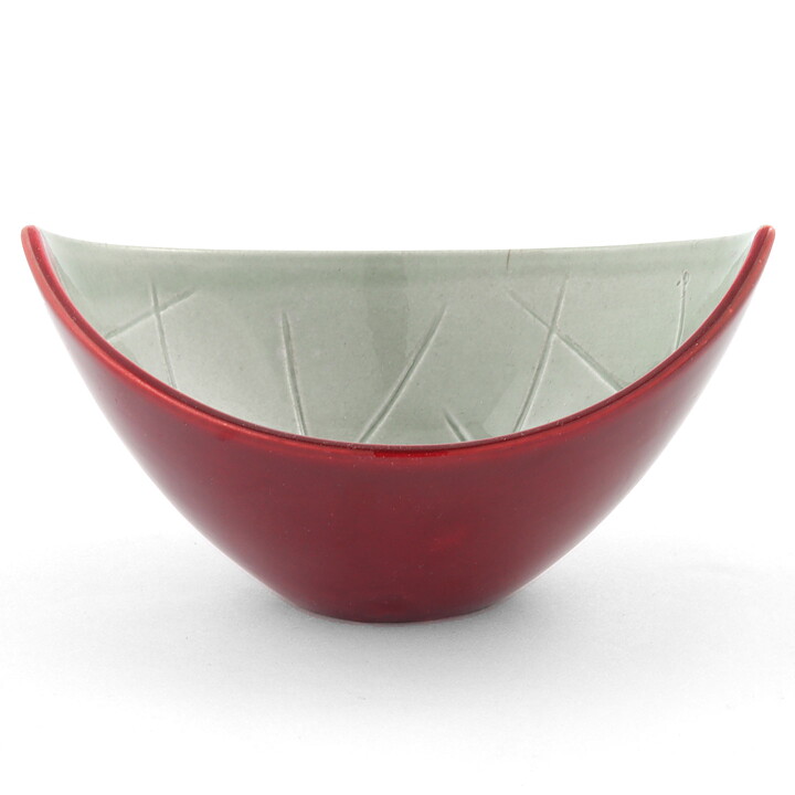 Carl-Harry Stålhane (California 1952) Red/Gray Oval Bowl 15/7 cm