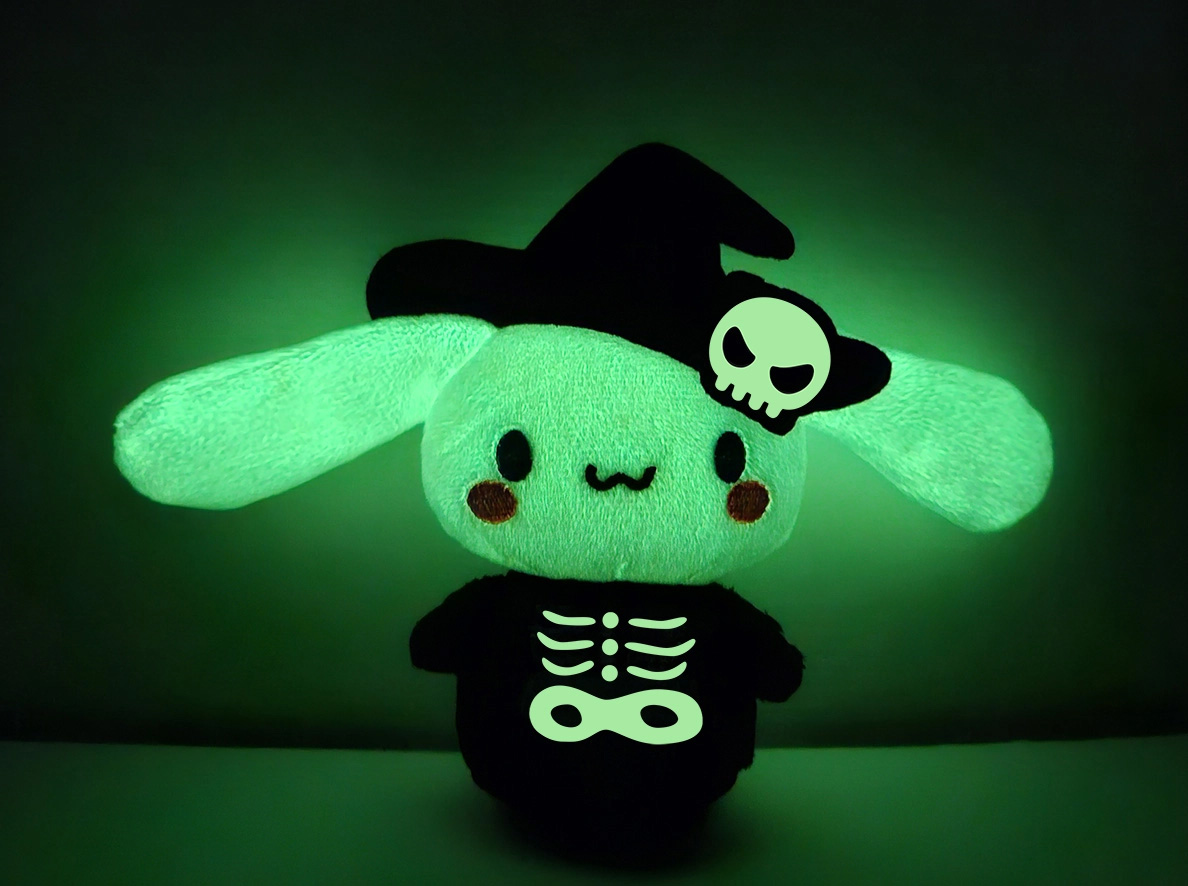 Cinnamoroll Halloween Gosedjur med Ljud & Självlysande Skelett 13 cm - 3