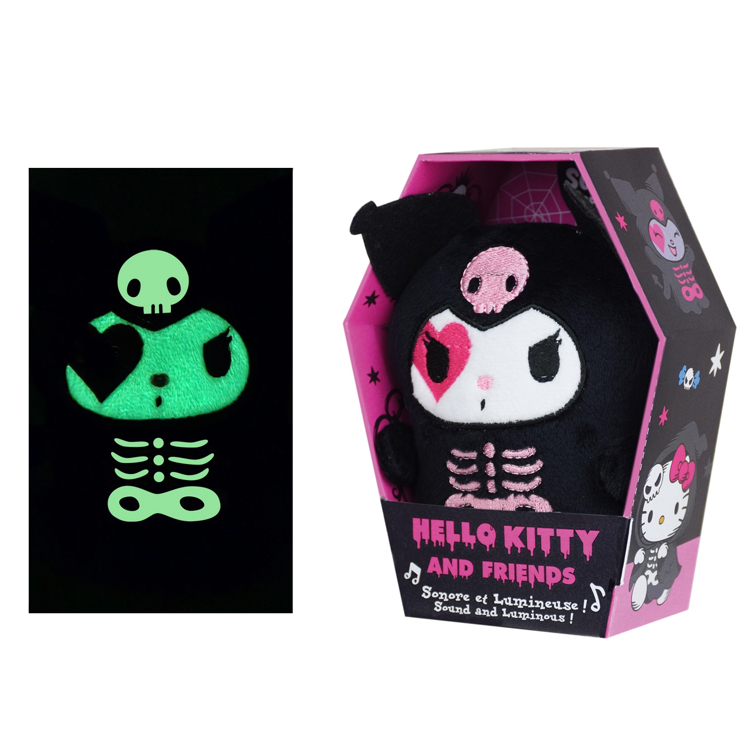 Kuromi Halloween Gosedjur med Ljud Självlysande Skelett 13 cm