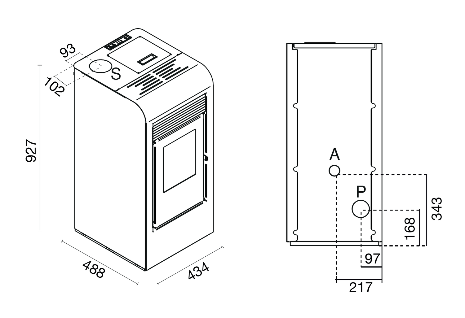 Eva Calòr RITA pelletskamin 8 kW – svart - 7