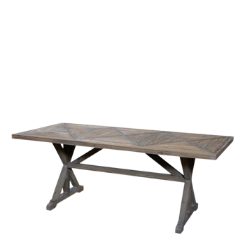 Rustikt matbord i återvunnet trä 200 cm med kryssben – Chic Antique