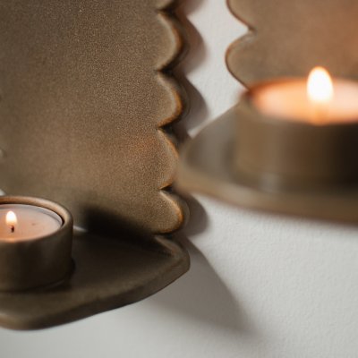 Flowery Wall Candle small - beige - 6