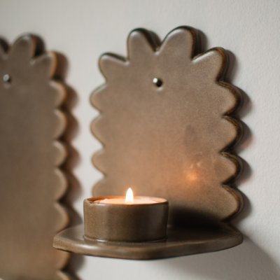 Flowery Wall Candle small - beige - 3
