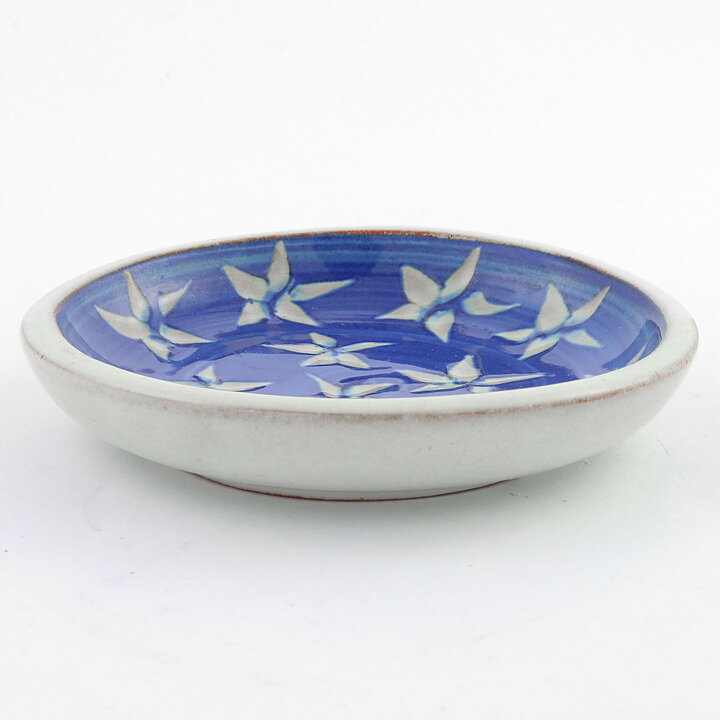 Ingrid Atterberg (Star 1944) Small Blue Dish with White Relief Decor 10 cm