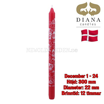 KALENDERLJUS 1-24 dagar - 30 cm - Brinntid 12 timmar - Danmark