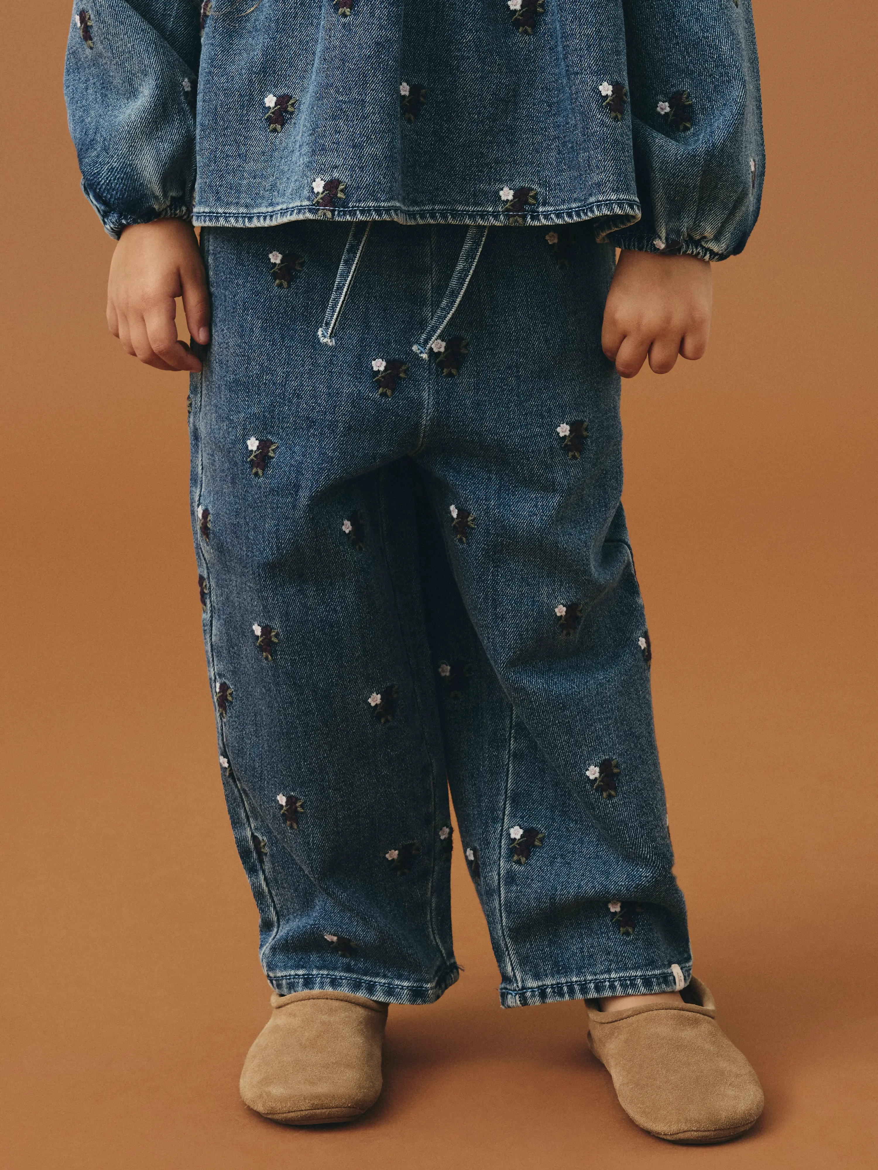 NMFROBERTA BARREL DNM JEANS 6288-SE LIL Dark Blue Denim FLOWER EMB - 6