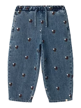 NMFROBERTA BARREL DNM JEANS 6288-SE LIL Dark Blue Denim FLOWER EMB