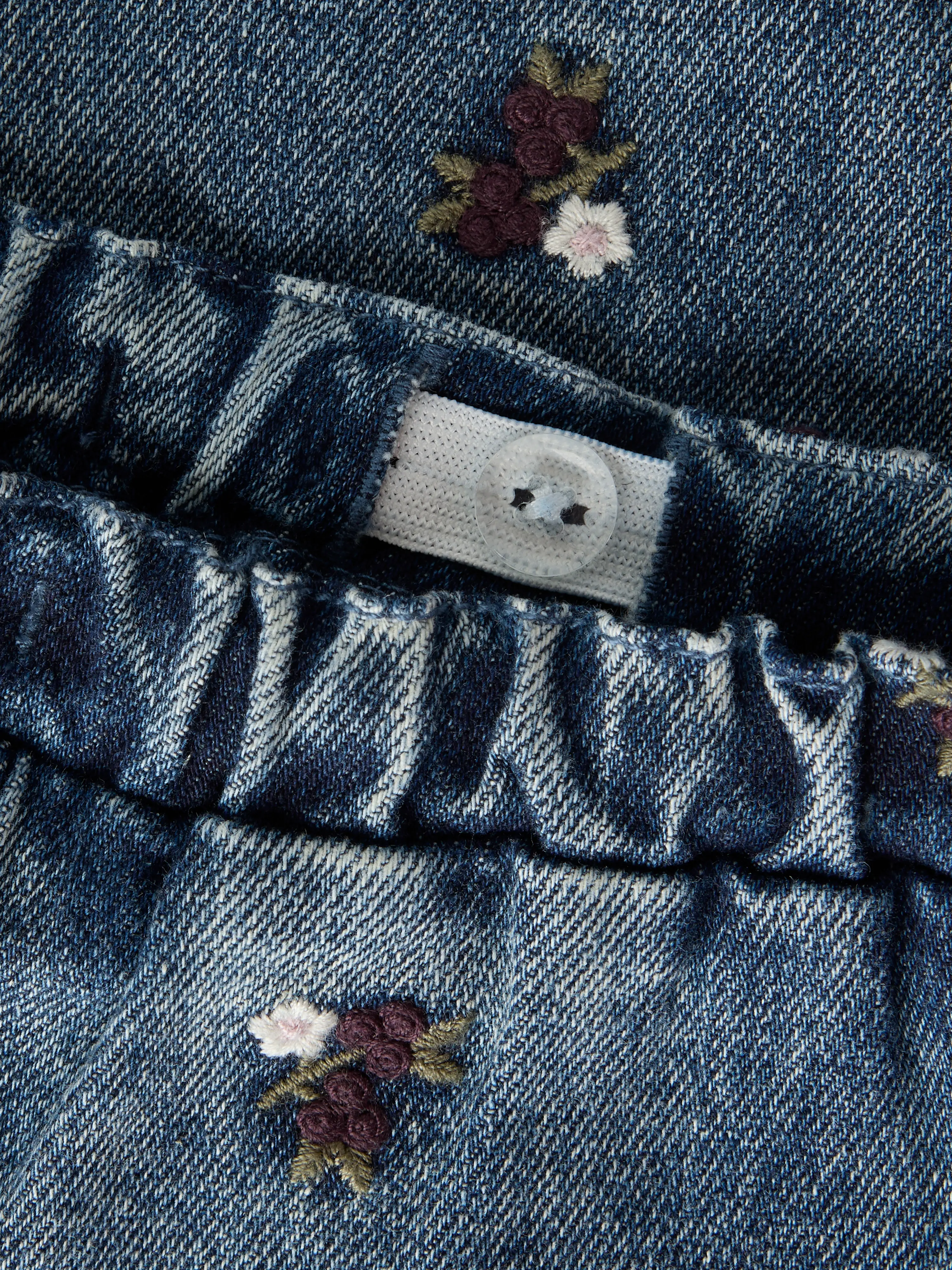 NMFROBERTA BARREL DNM JEANS 6288-SE LIL Dark Blue Denim FLOWER EMB - 4