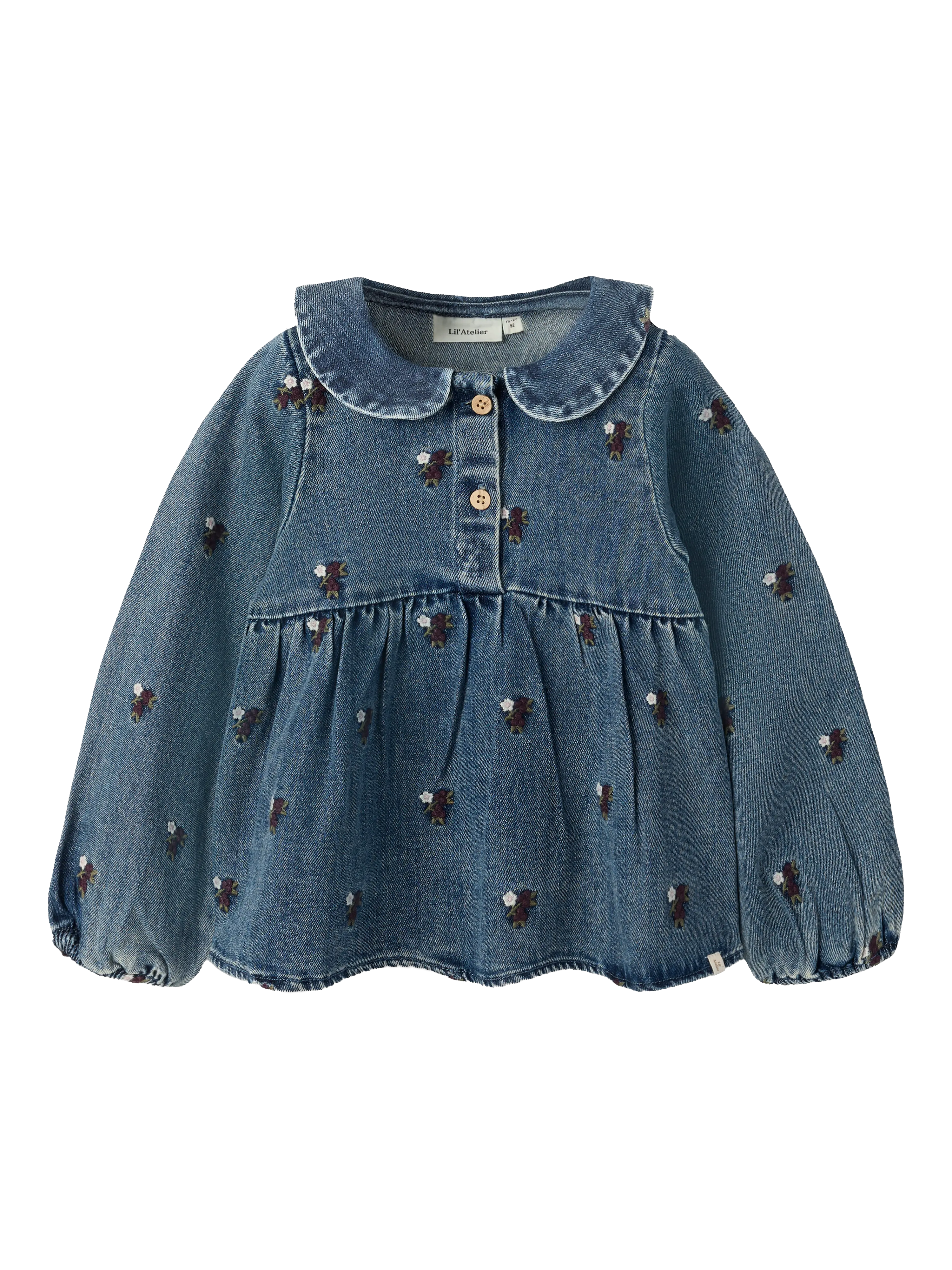 NMFROBERTA LOOSE DNM SHIRT 6288-SE LIL Dark Blue Denim FLOWER EMB