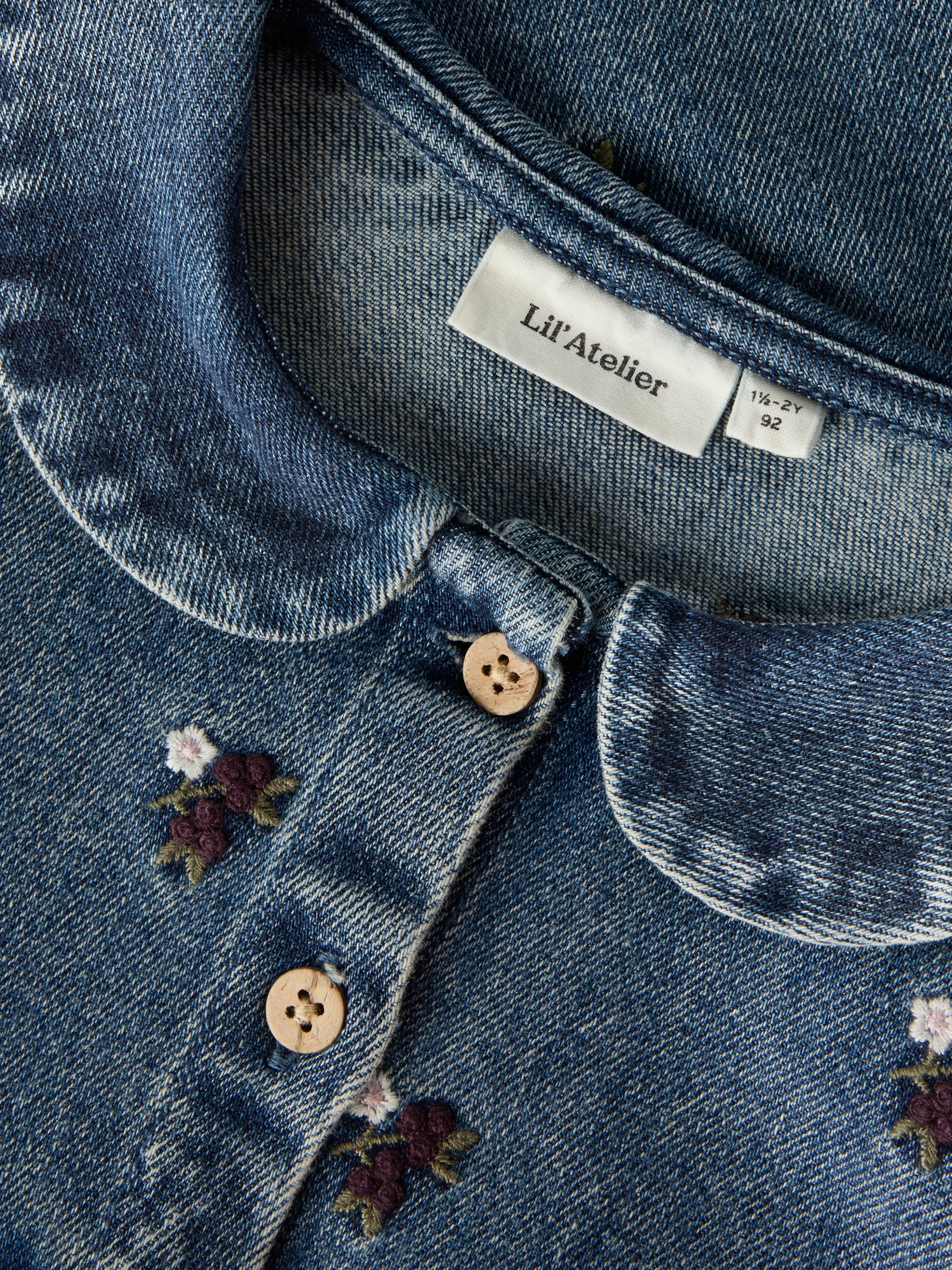 NMFROBERTA LOOSE DNM SHIRT 6288-SE LIL Dark Blue Denim FLOWER EMB - 4