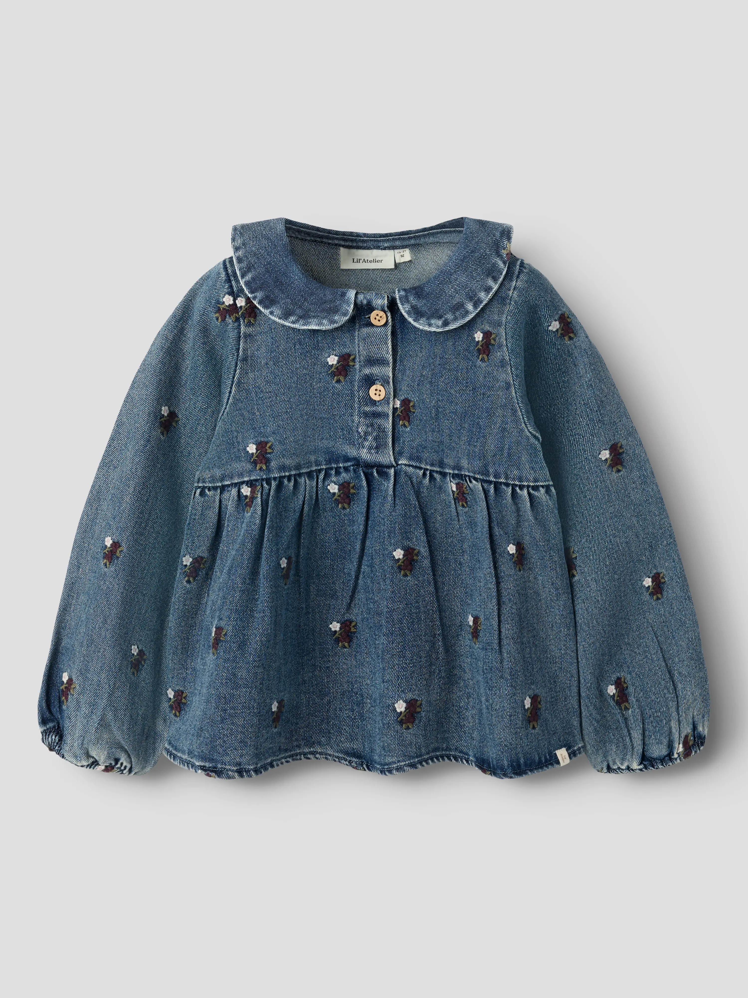 NMFROBERTA LOOSE DNM SHIRT 6288-SE LIL Dark Blue Denim FLOWER EMB - 2