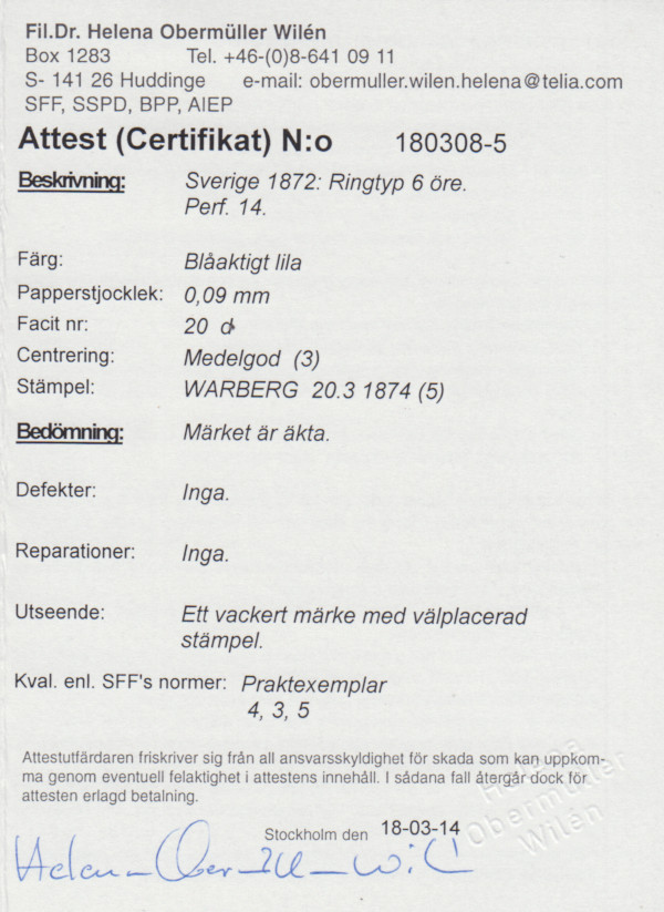F 20d, 6 öre Ringtyp prakt ⊙ - 2