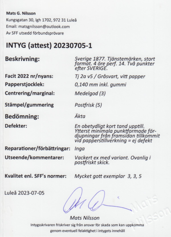 F TJ2av5, 4 öre Tjänste ** - 2