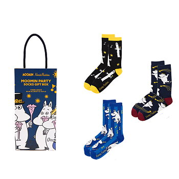  Mumin Herrstrumpor i Presentförpackning - Moomin Party (Innehåller 3 par strumpor) 