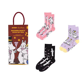  Mumin Damstrumpor i Presentförpackning - Moomin Party (Innehåller 3 par strumpor) 