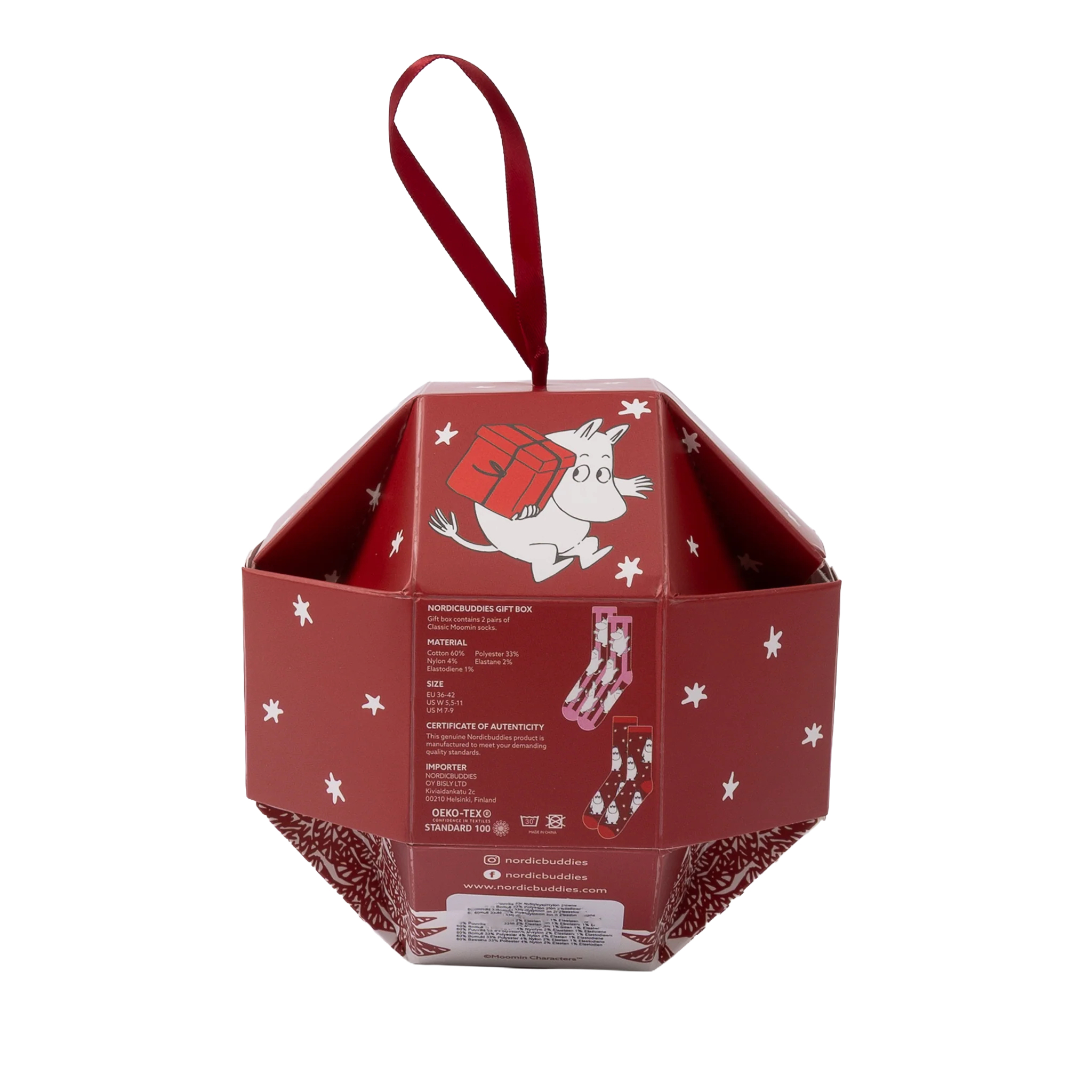  Mumin Damstrumpor i Presentförpackning - Moomin Christmas (Innehåller 2 par strumpor)  - 3