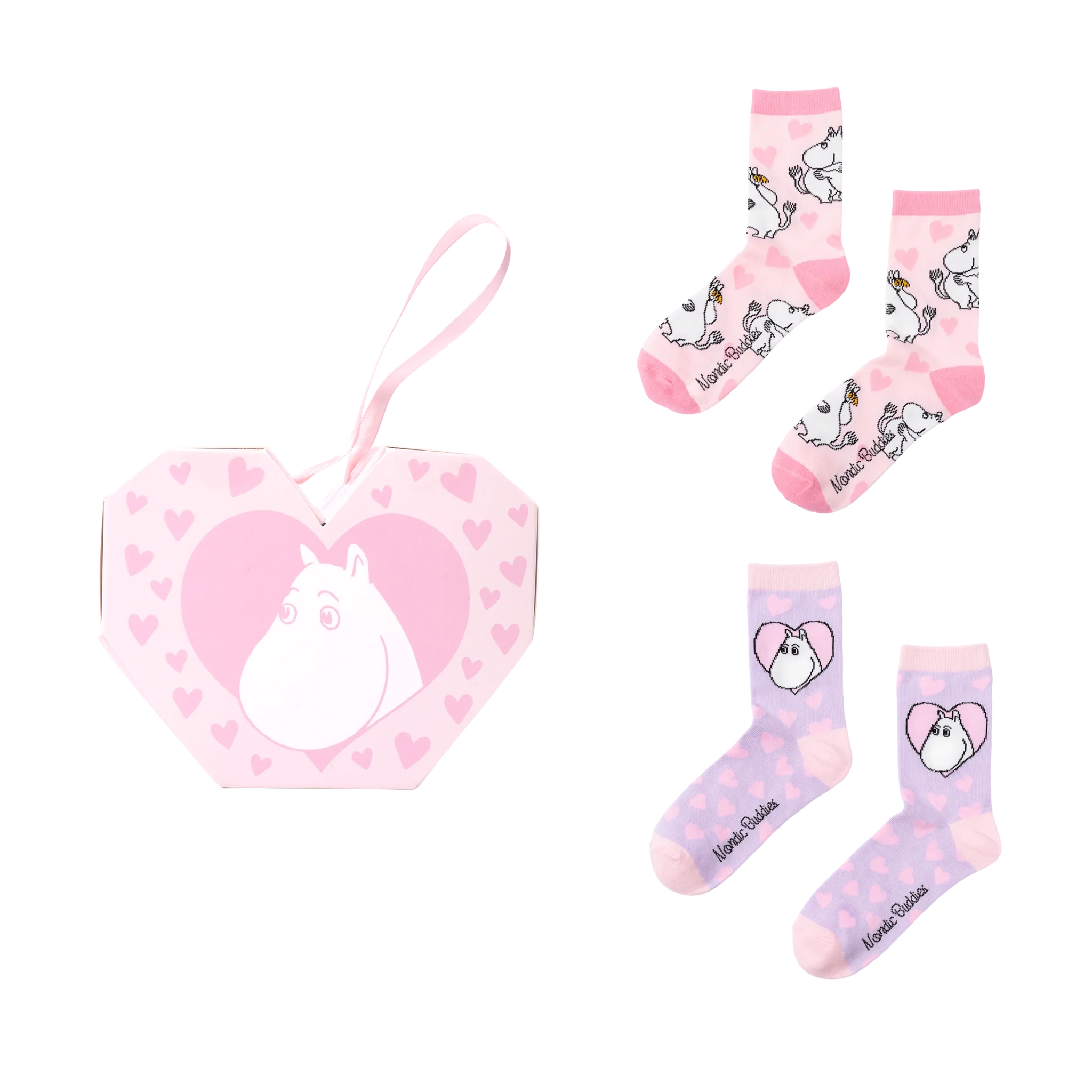  Mumin Damstrumpor i Presentförpackning - Moomin Love (Innehåller 2 par strumpor) 