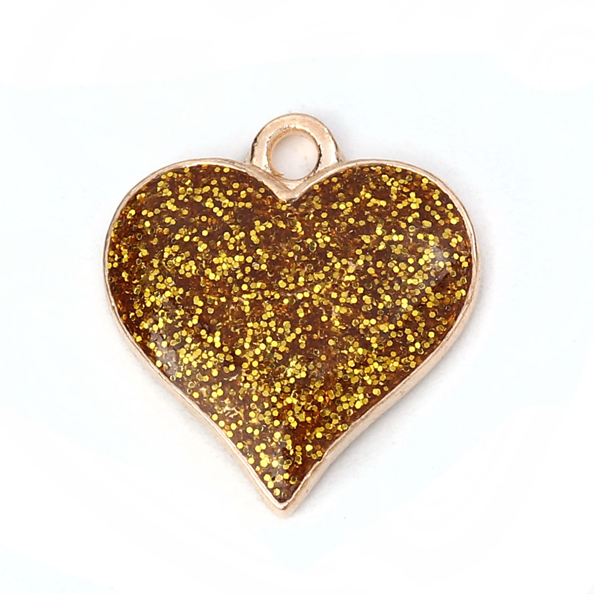 Berlock - Hjärta, Guld glitter