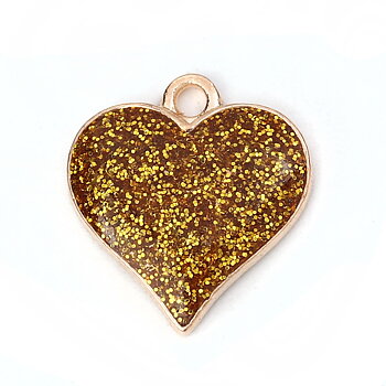 Berlock - Hjärta,  Guld glitter