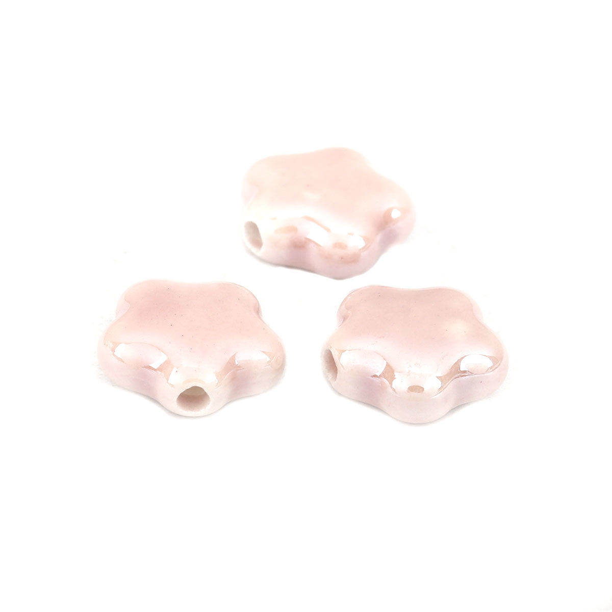 Keramikpärla, Stjärna 15mm, Rosa