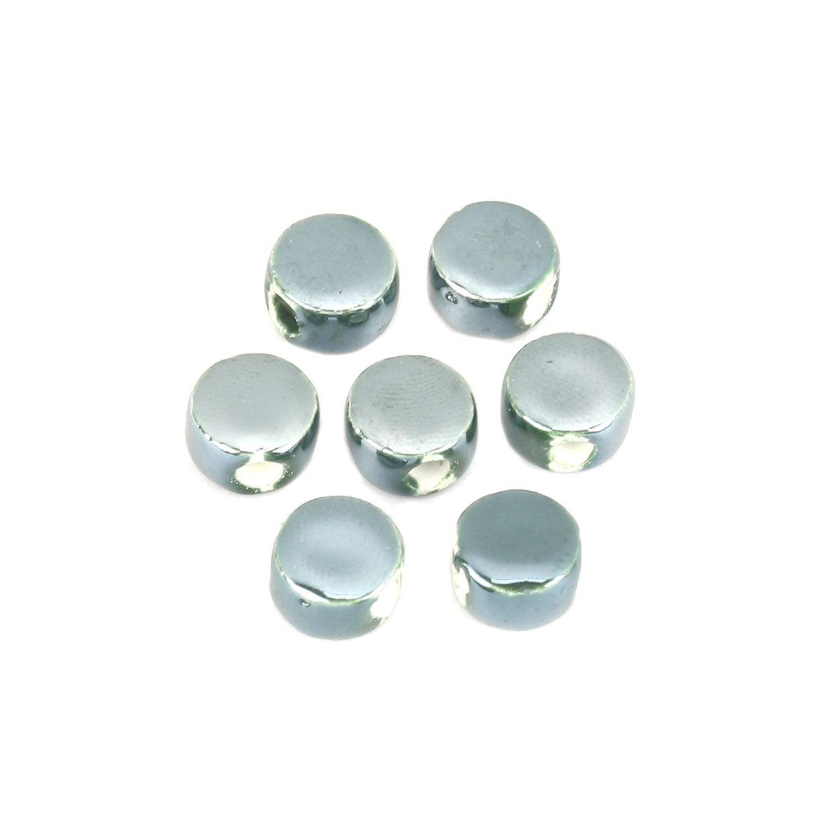Keramikpärla, Rund, 9mm Mörkgrön - 2