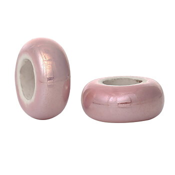 Ormlänk/ Keramikpärla, Rund, 14mm  Rosa