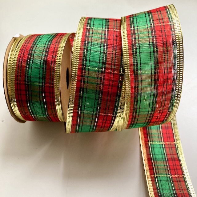 JULBAND "TARTAN" 38 MM Grön no 15