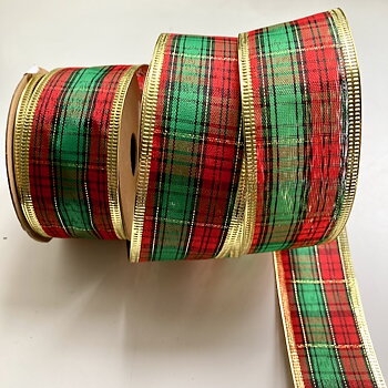 JULBAND "TARTAN" 38 MM Grön no 15