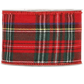 JULBAND "TARTAN" 63 mm Rödrutigt dekorband