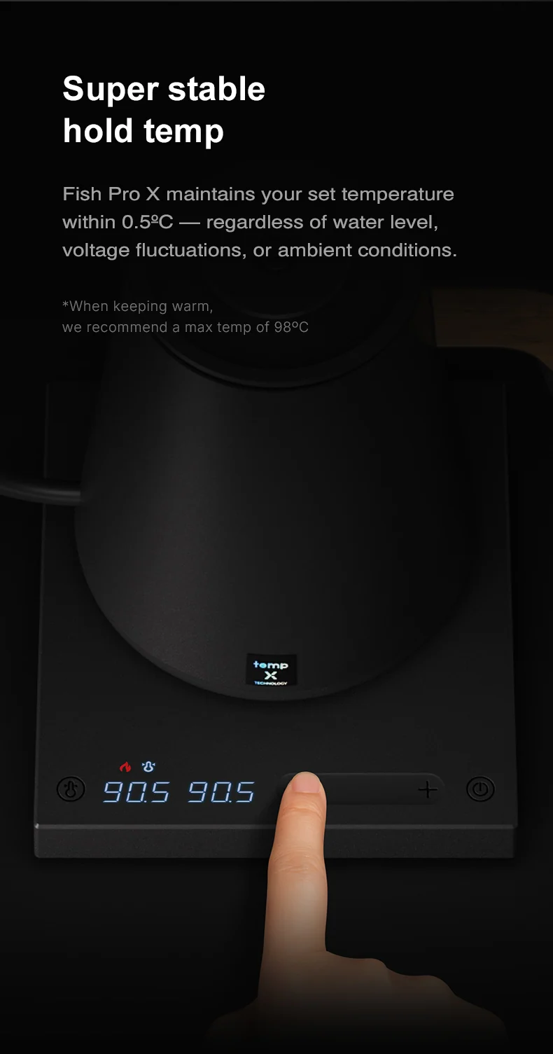 TimeMore - Kettle Fish Pro X elektrisk vattenkokare variabel temperatur - Svart - 3