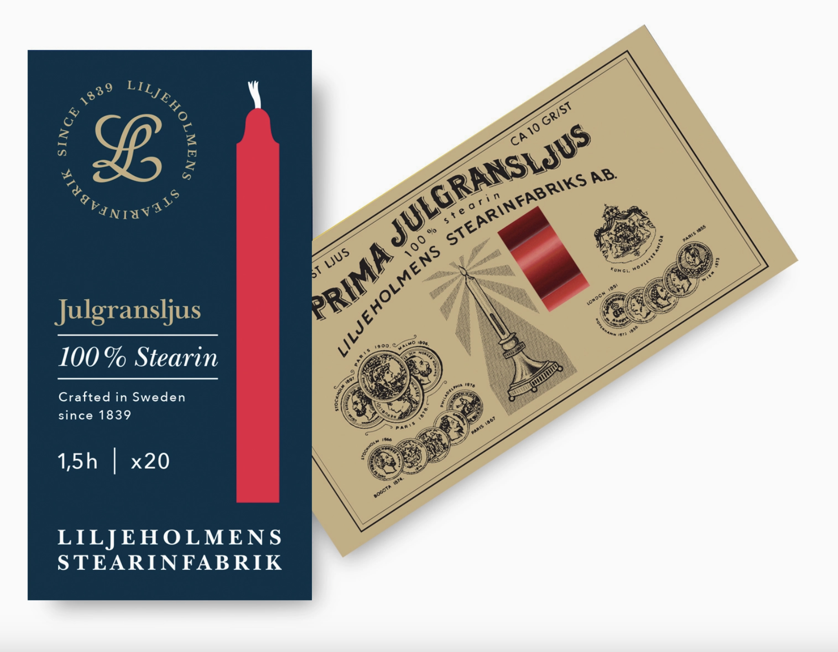 Julgransljus 20-pack Röda i Stearin 