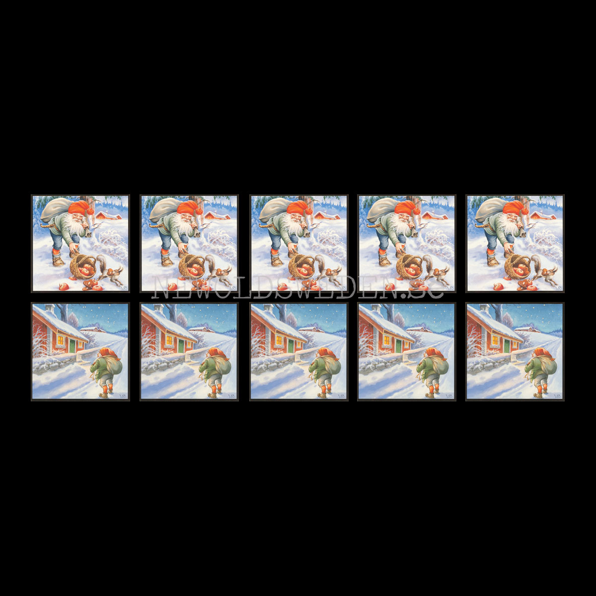 Julkort 10-pack med kuvert - 14 x 14 cm - 2 motiv - Lars Carlsson LC Original © Eliasson - LO