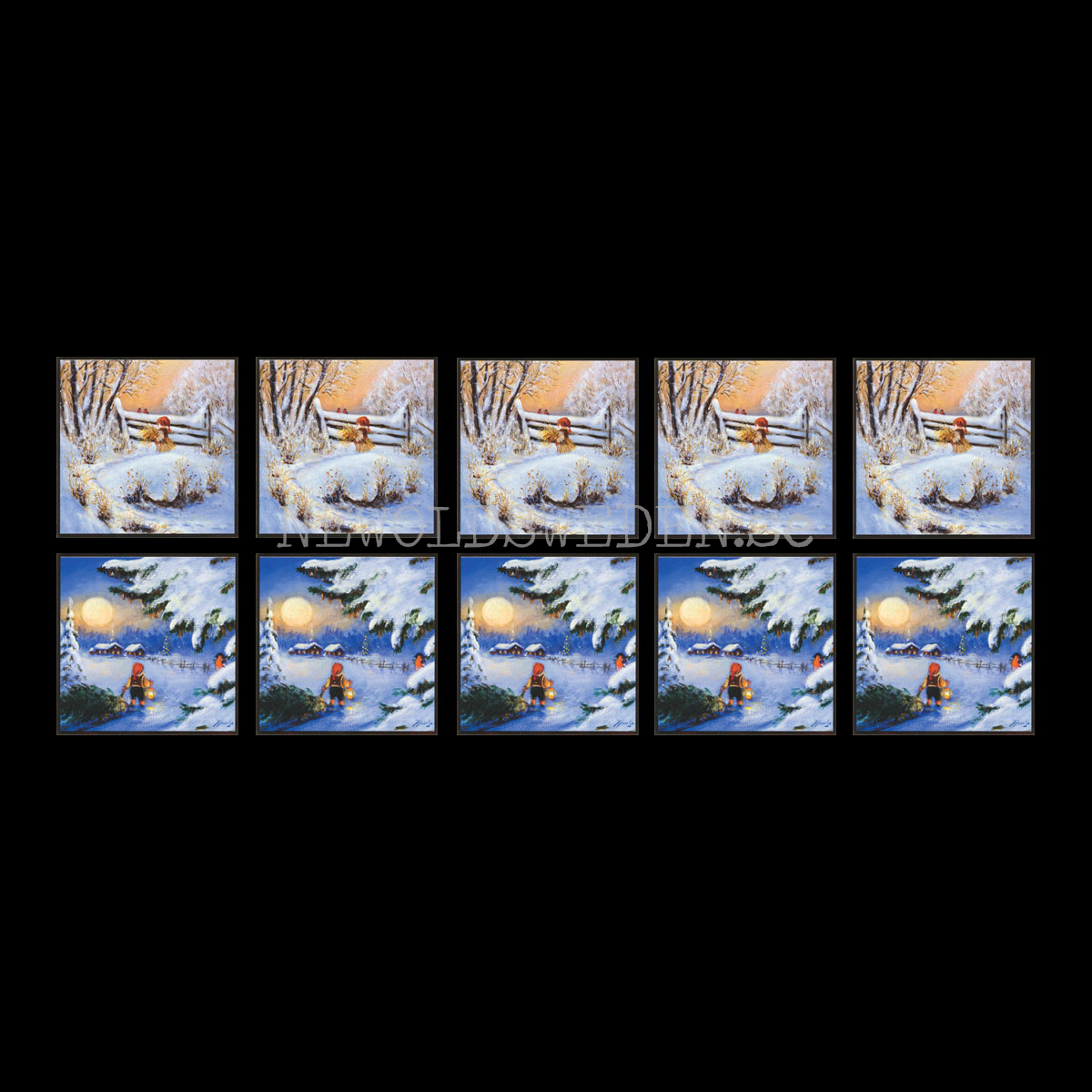 Julkort 10-pack med kuvert - 14 x 14 cm - 2 motiv - Johnnie Jacobsen Original © Eliasson - LO